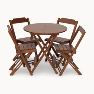 JOGO MESA DOBRAVEL 80 REDONDO - IMBUIA